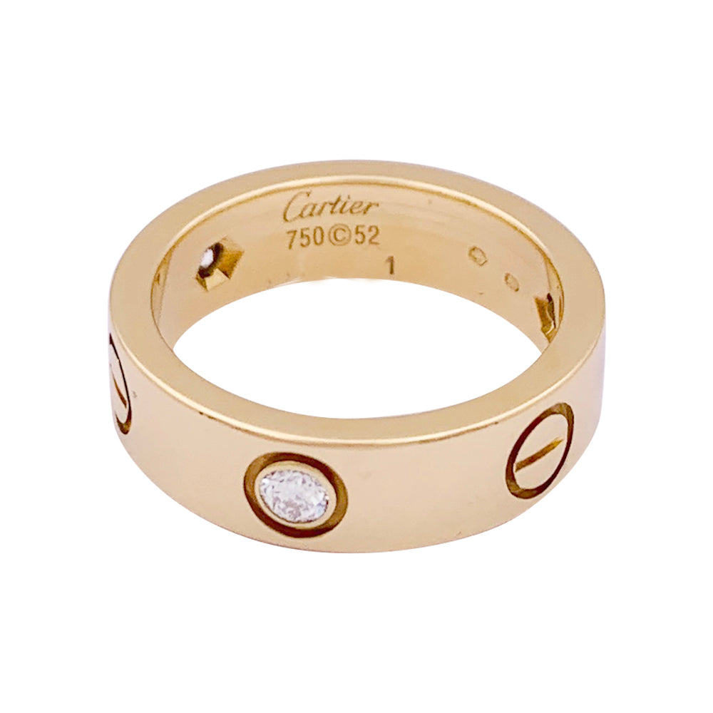 Cartier ring, "Love 3 diamonds", yellow gold, diamonds.