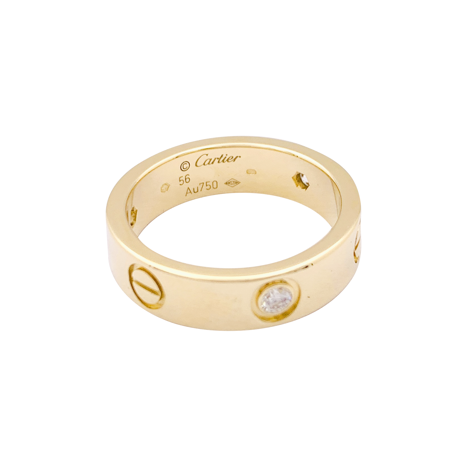 Cartier ring, "Love 3 diamonds", yellow gold, diamonds.