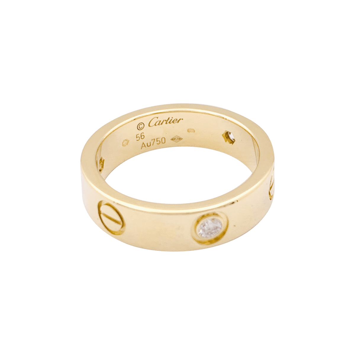 Bague Cartier, "Love 3 diamants", or jaune, diamants. - Maison Eloe