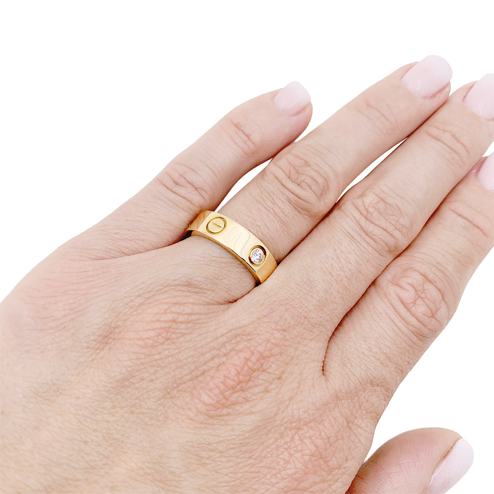 Cartier ring, "Love 3 diamonds", yellow gold, diamonds.