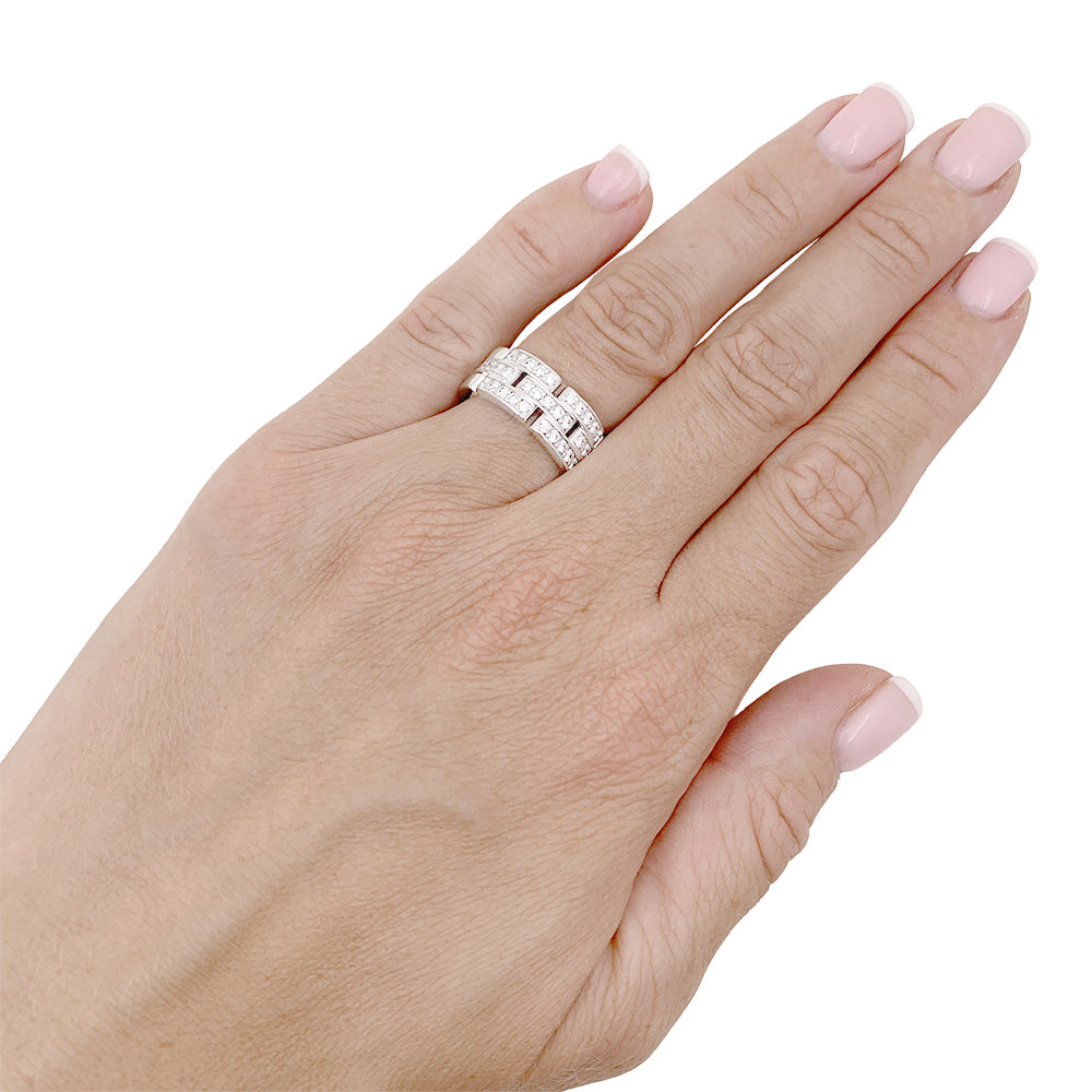 Bague Cartier "Maillon Panthère" or blanc, diamants.