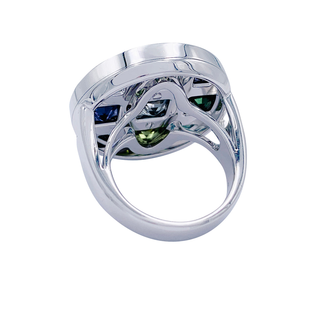 Bague Cartier, "Pasha", en or blanc, pierres fines, diamants.