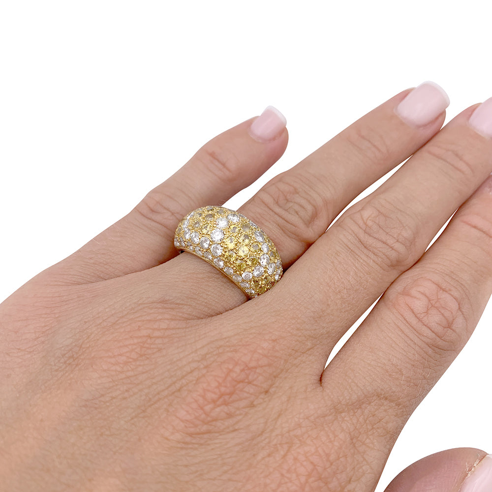 Cartier ring, "Sauvage", in yellow gold, diamonds, yellow sapphires.