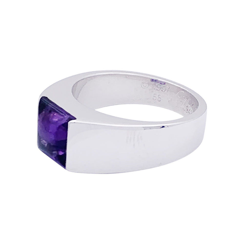 Bague Cartier, "Tank", or blanc, améthyste.