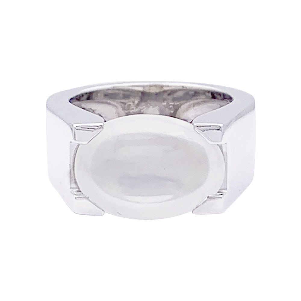 Bague Cartier, "Tankissime" or blanc, pierre de lune.
