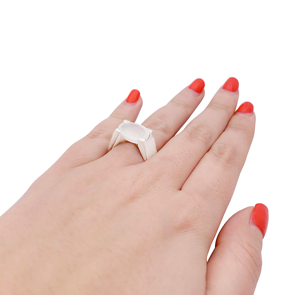 Cartier ring, "Tankissime" white gold, moonstone.