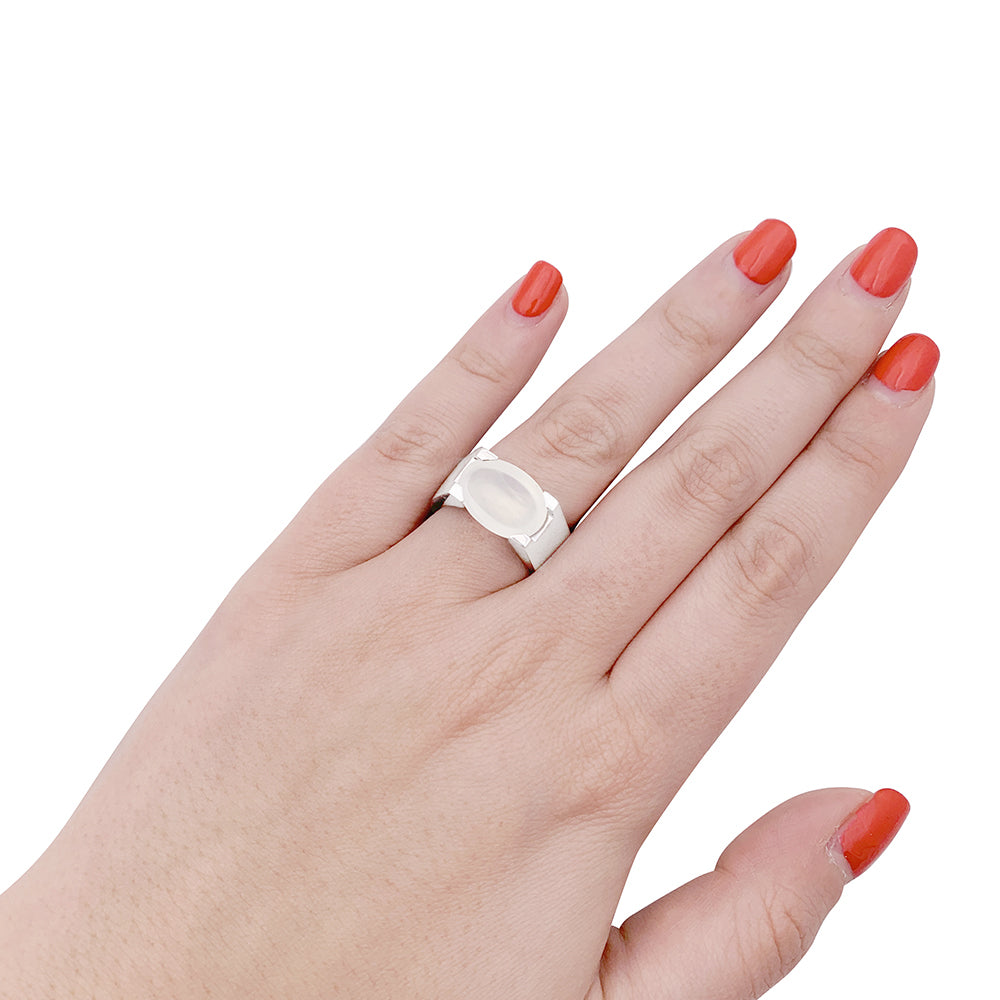 Cartier ring, "Tankissime" white gold, moonstone.