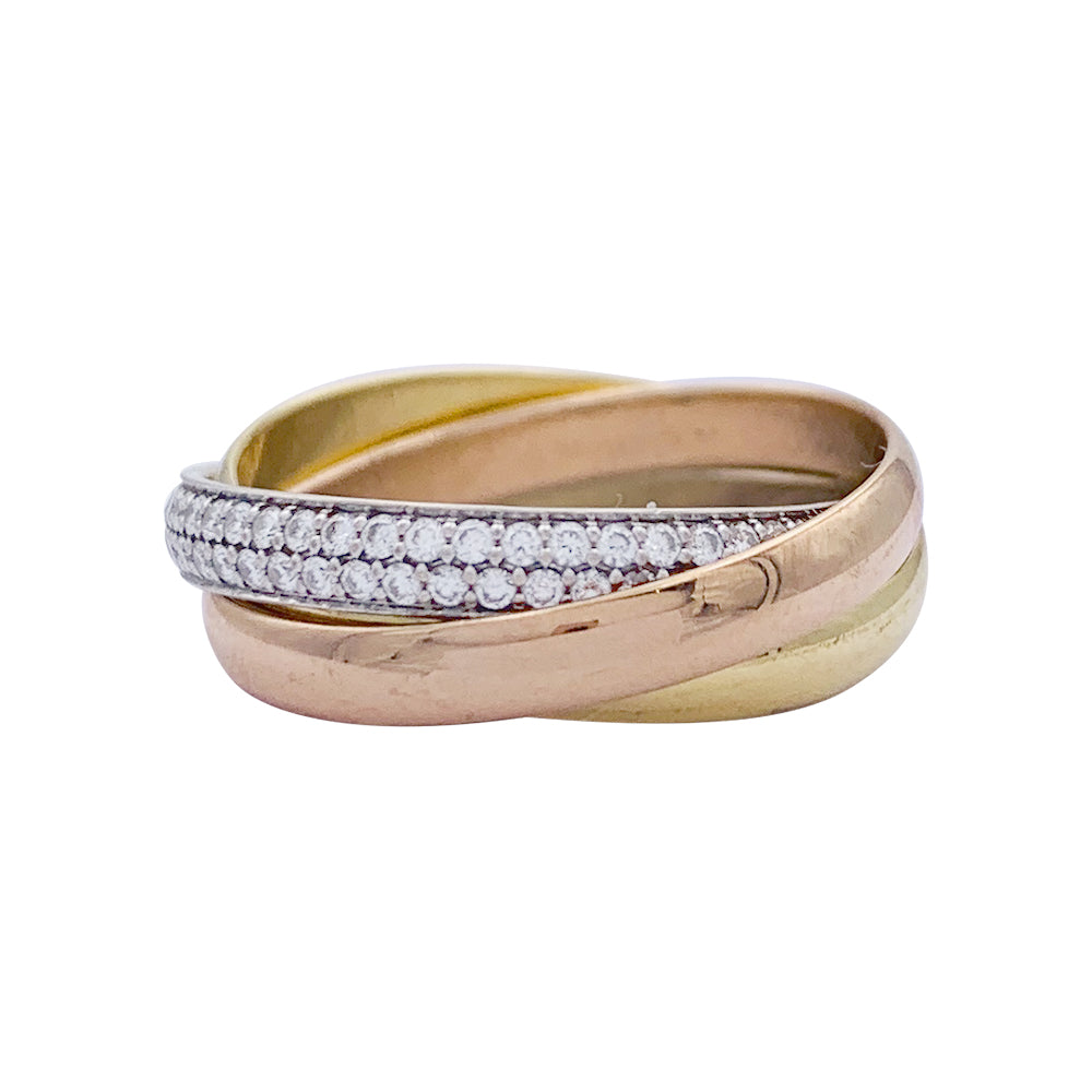 Cartier ring, "Trinity", 3 golds, diamonds.
