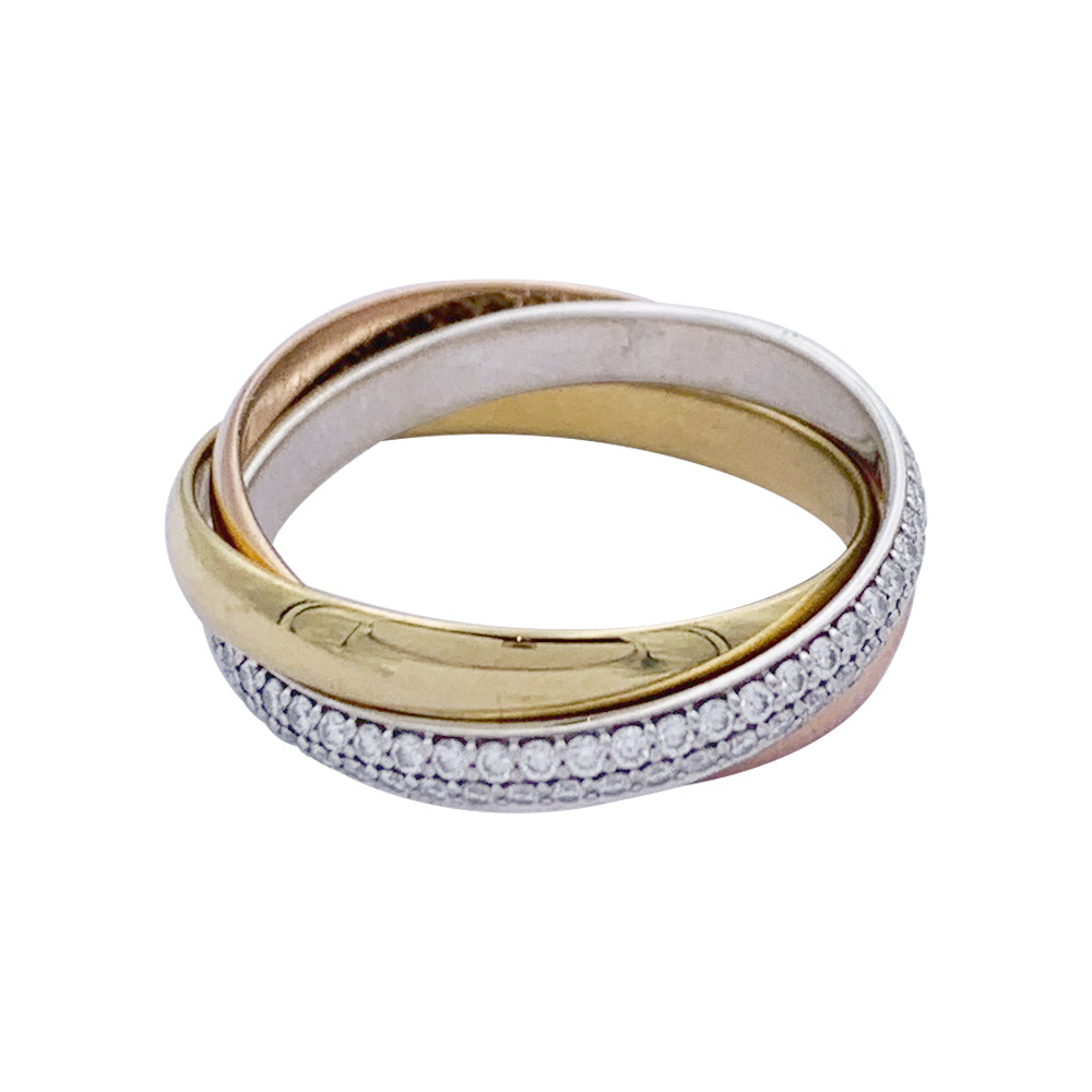 Cartier ring, "Trinity", 3 golds, diamonds.