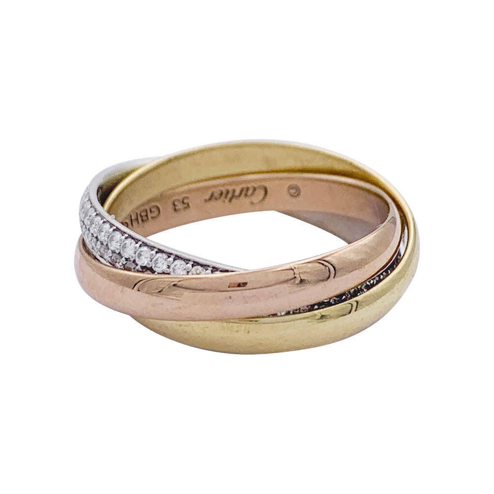 Bague Cartier, "Trinity", 3 ors, diamants.