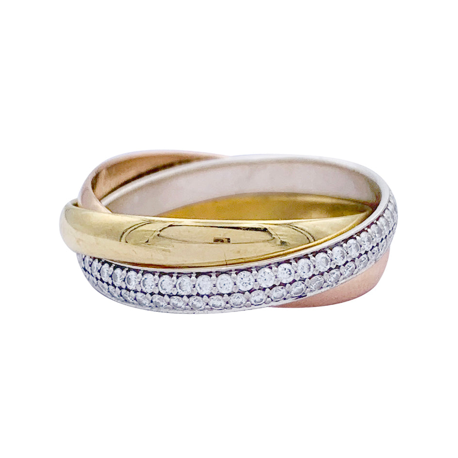 Bague Cartier, "Trinity", 3 ors, diamants.