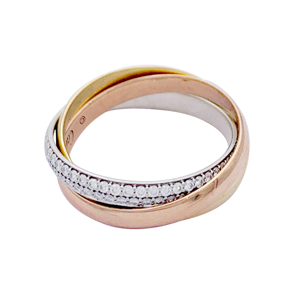 Cartier ring, "Trinity", 3 golds, diamonds.