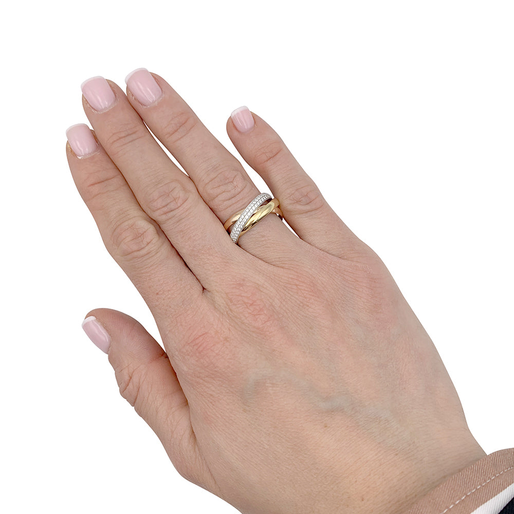 Cartier ring, "Trinity", 3 golds, diamonds.