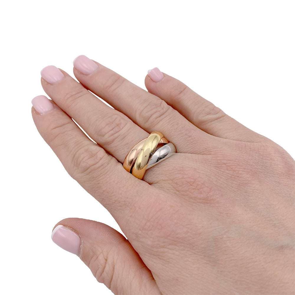 Bague Cartier "Trinity" 3 ors, grand modèle.
