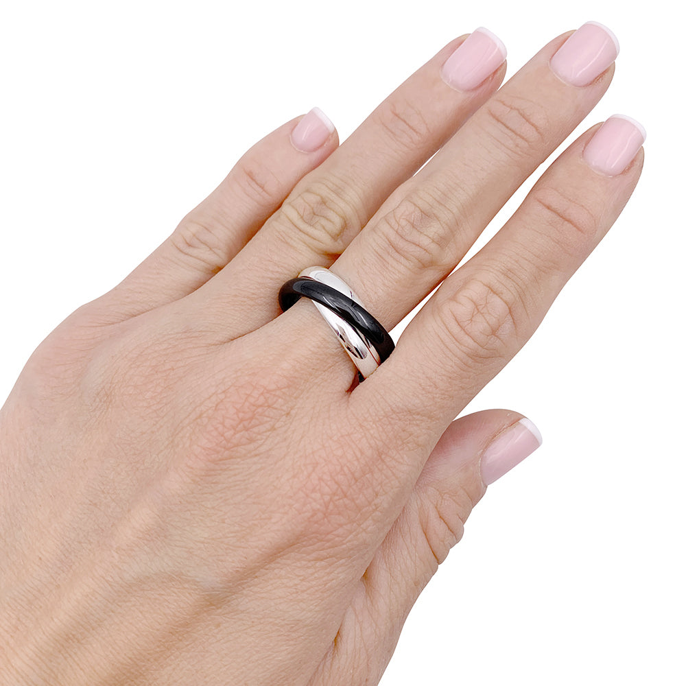 Cartier ring, "Trinity", white gold and black ceramic.