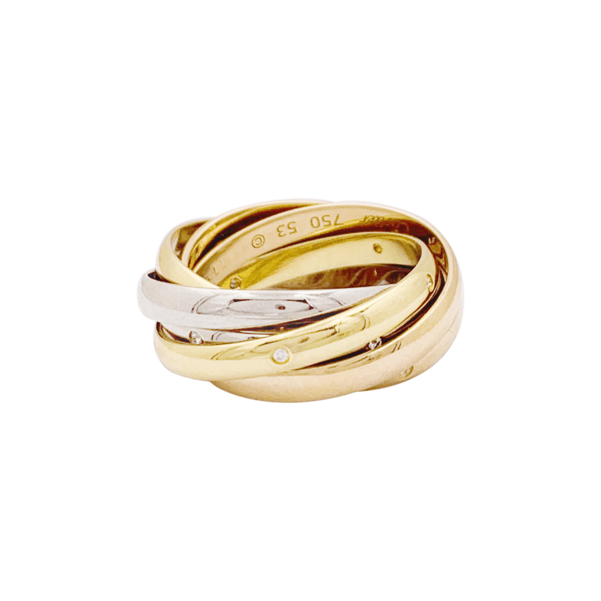 Bague Cartier "Trinity 6 anneaux" trois ors, diamants. - Maison Eloe