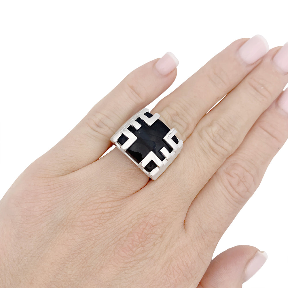 Cartier ring, "Yijing", white gold, hawk's eye.