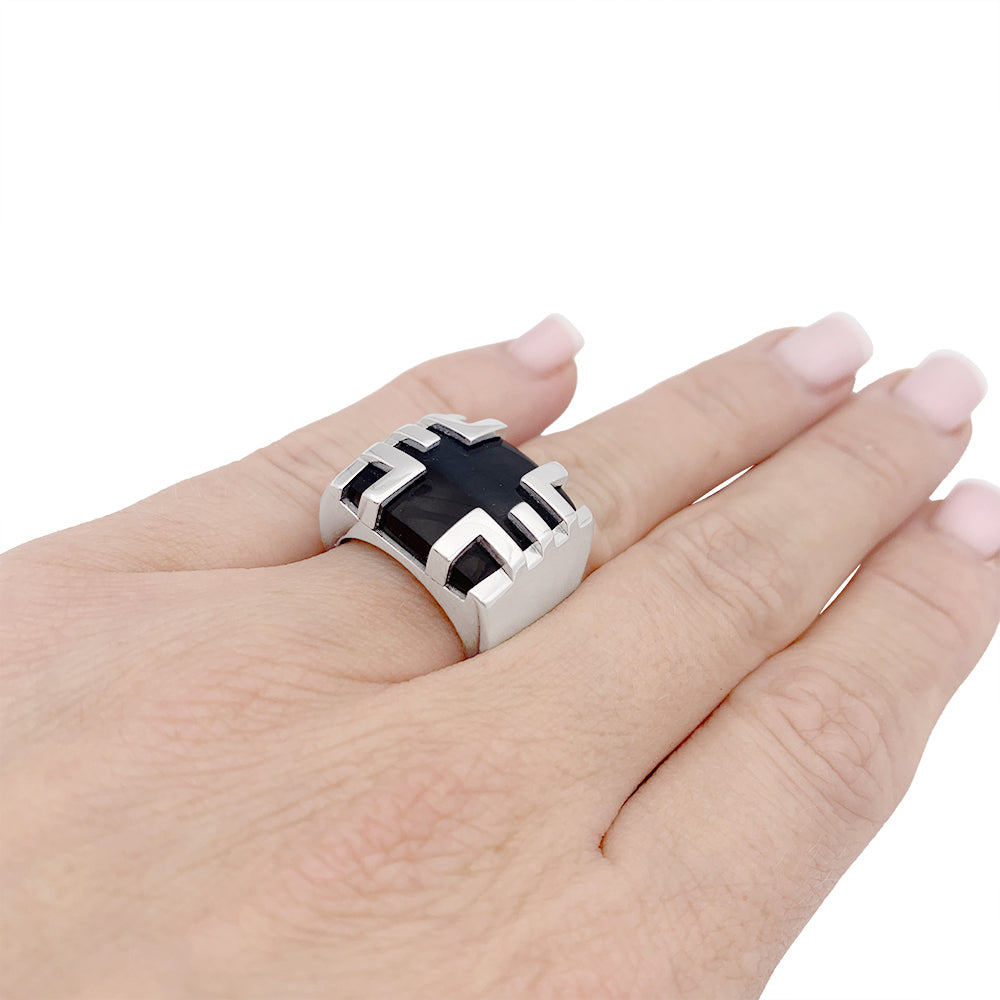 Cartier ring, "Yijing", white gold, hawk's eye.