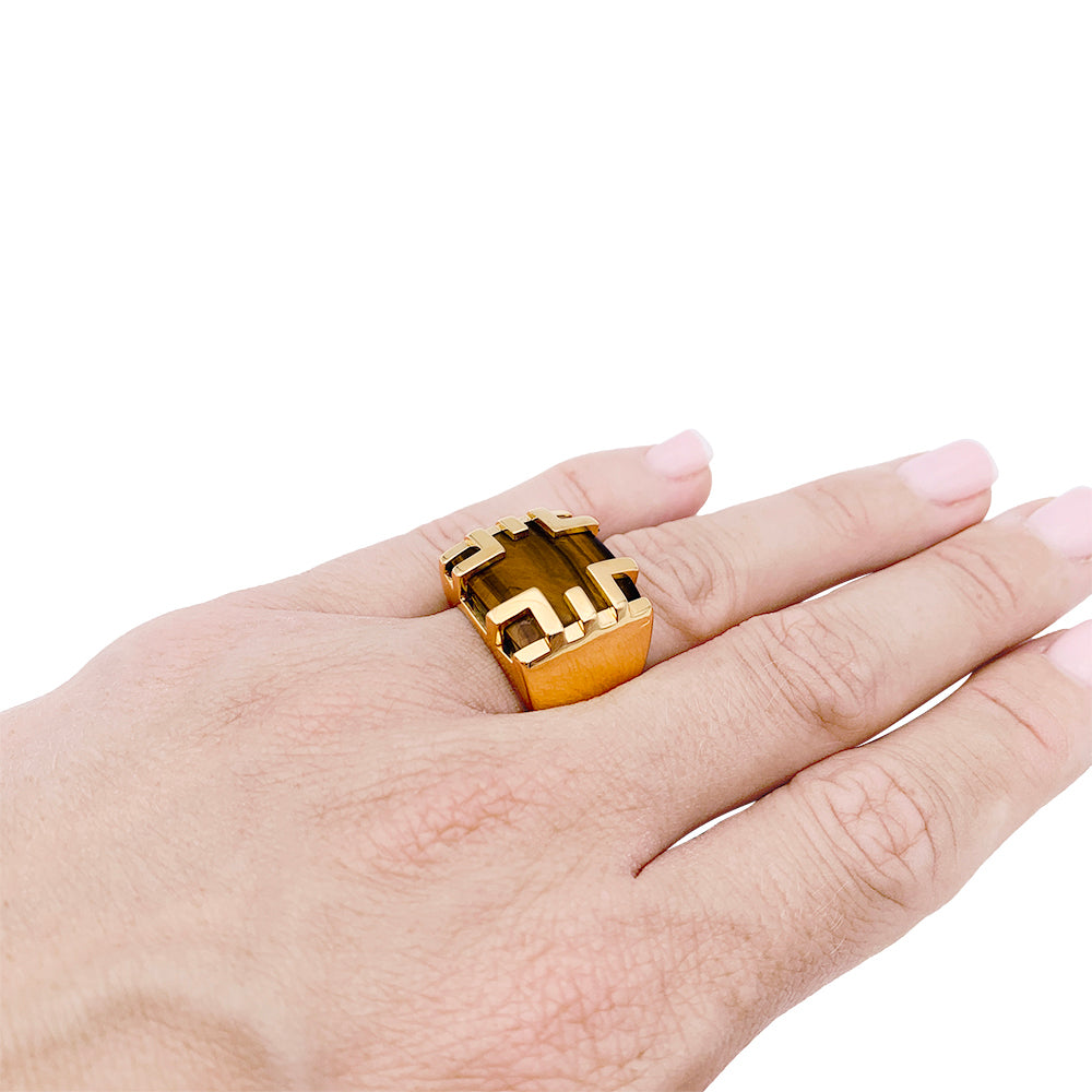Cartier ring, "Yijing", yellow gold, tiger's eye.
