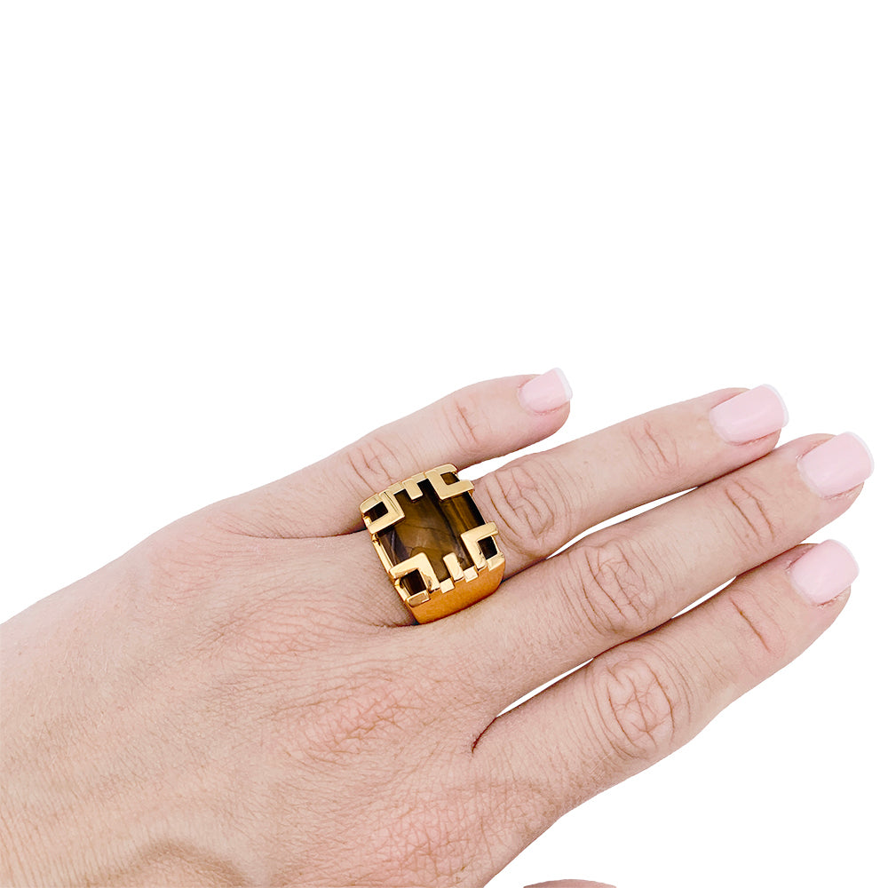 Cartier ring, "Yijing", yellow gold, tiger's eye.