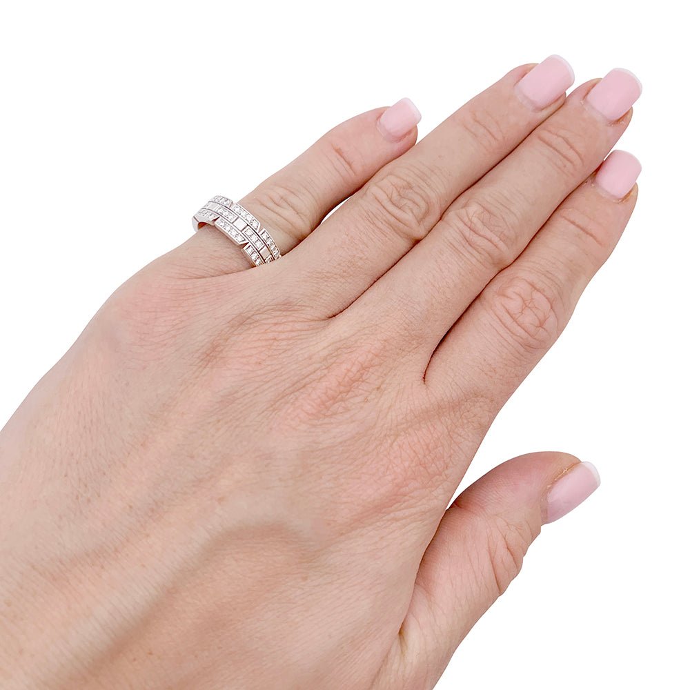 Bague Cartier or blanc, diamants "Tank Française". - Maison Eloe