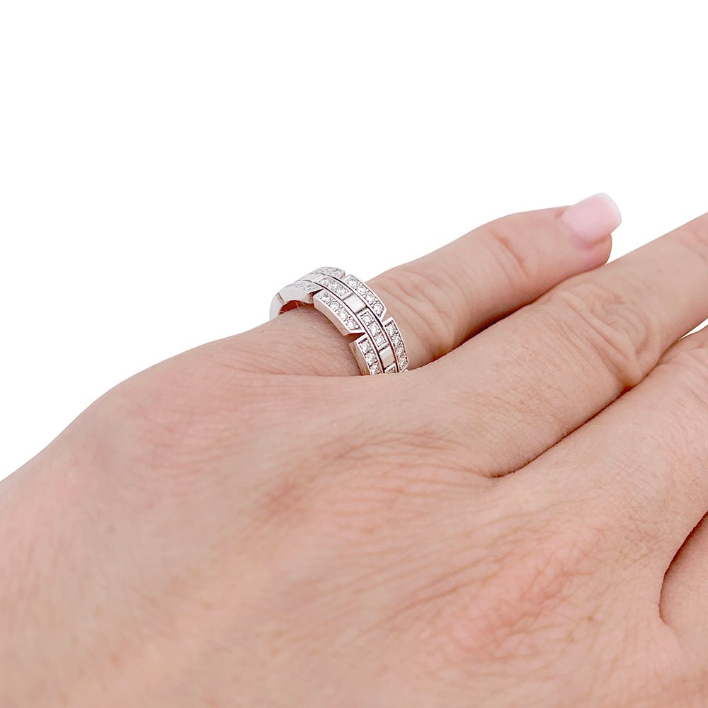 Bague Cartier or blanc, diamants "Tank Française". - Maison Eloe