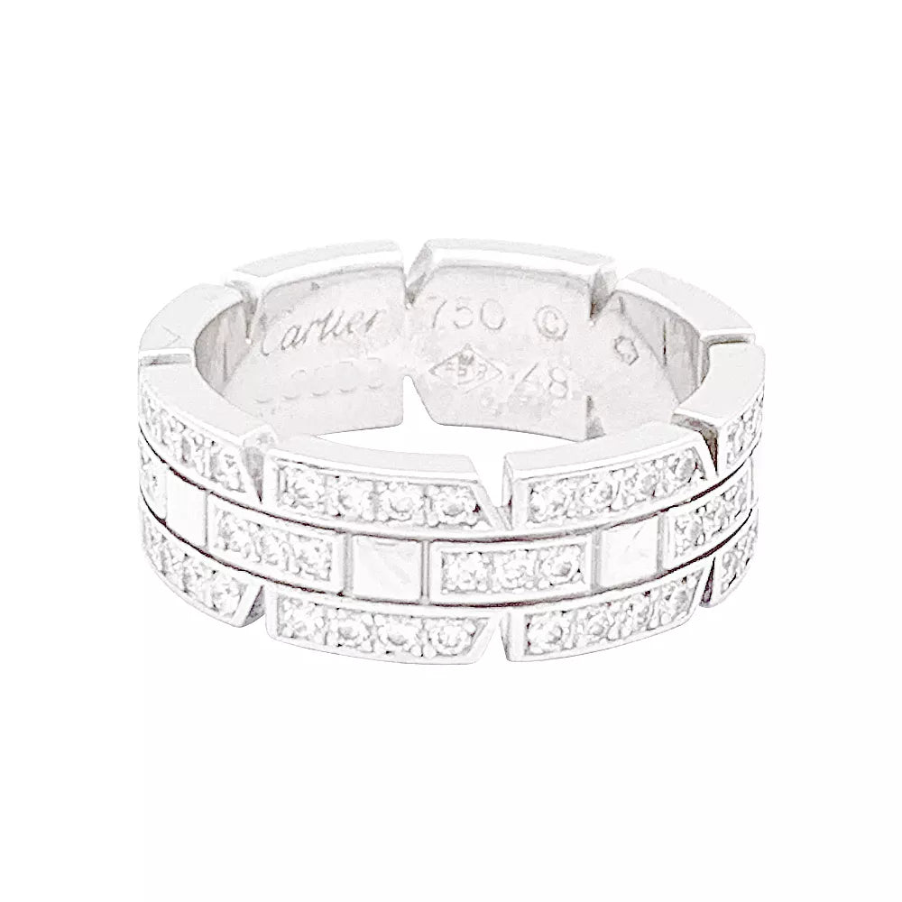 Bague Cartier or blanc, diamants "Tank Française". - Maison Eloe