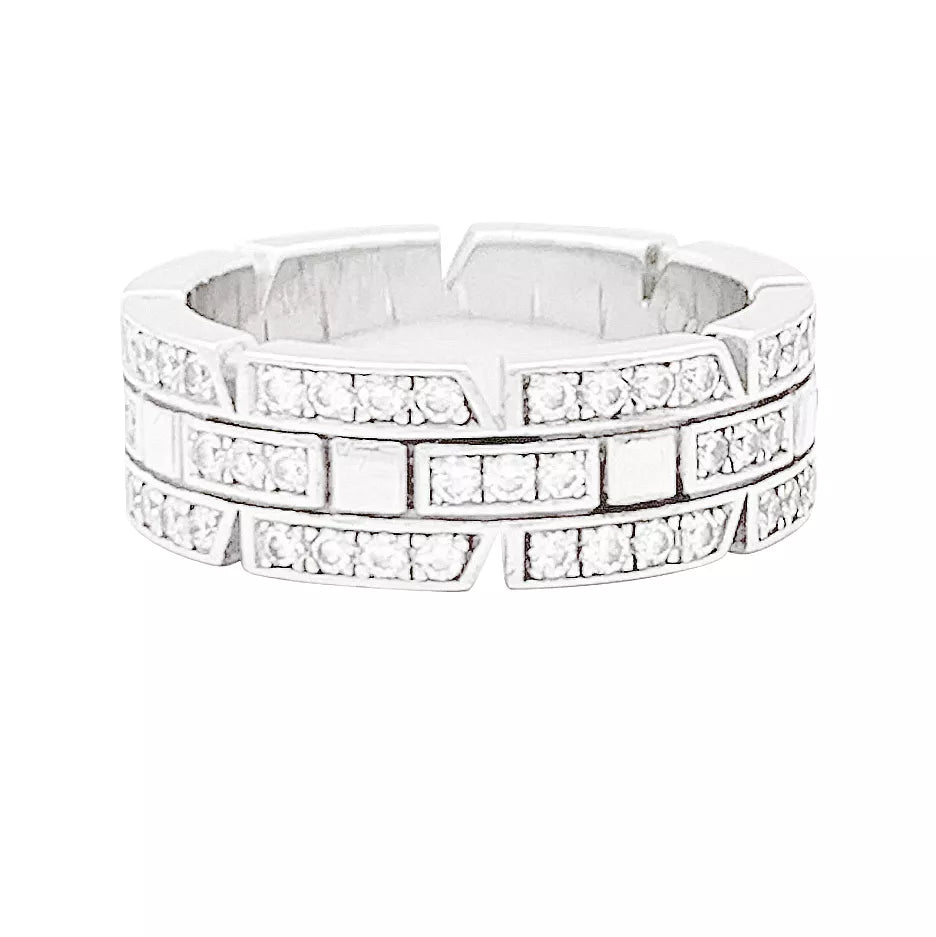 Bague Cartier or blanc, diamants "Tank Française". - Maison Eloe