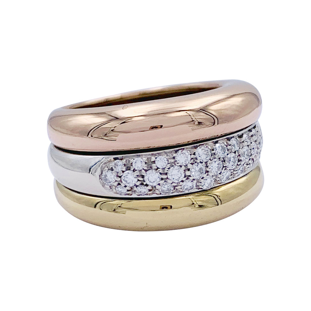 Bague Cartier trois ors et diamants.
