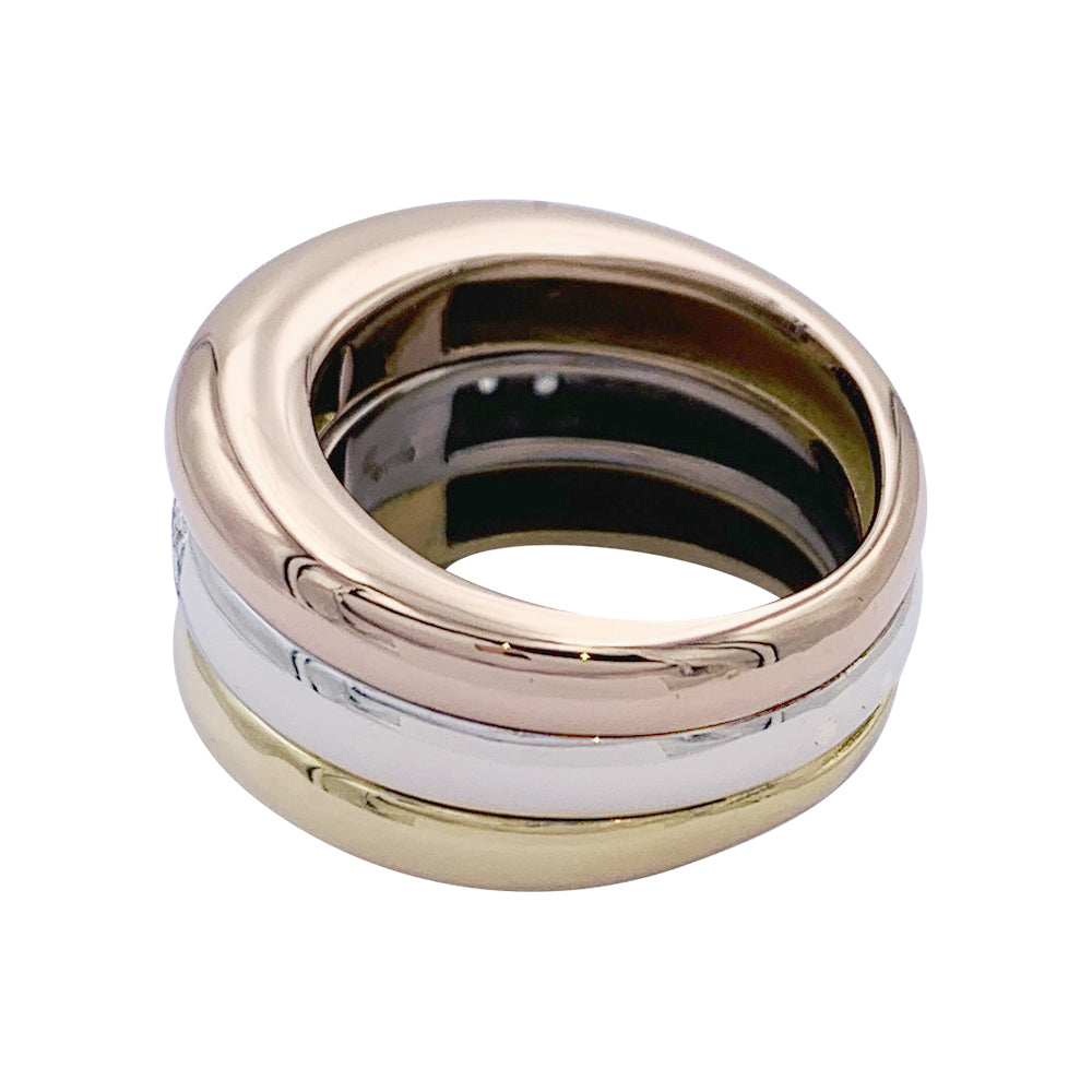 Bague Cartier trois ors et diamants.