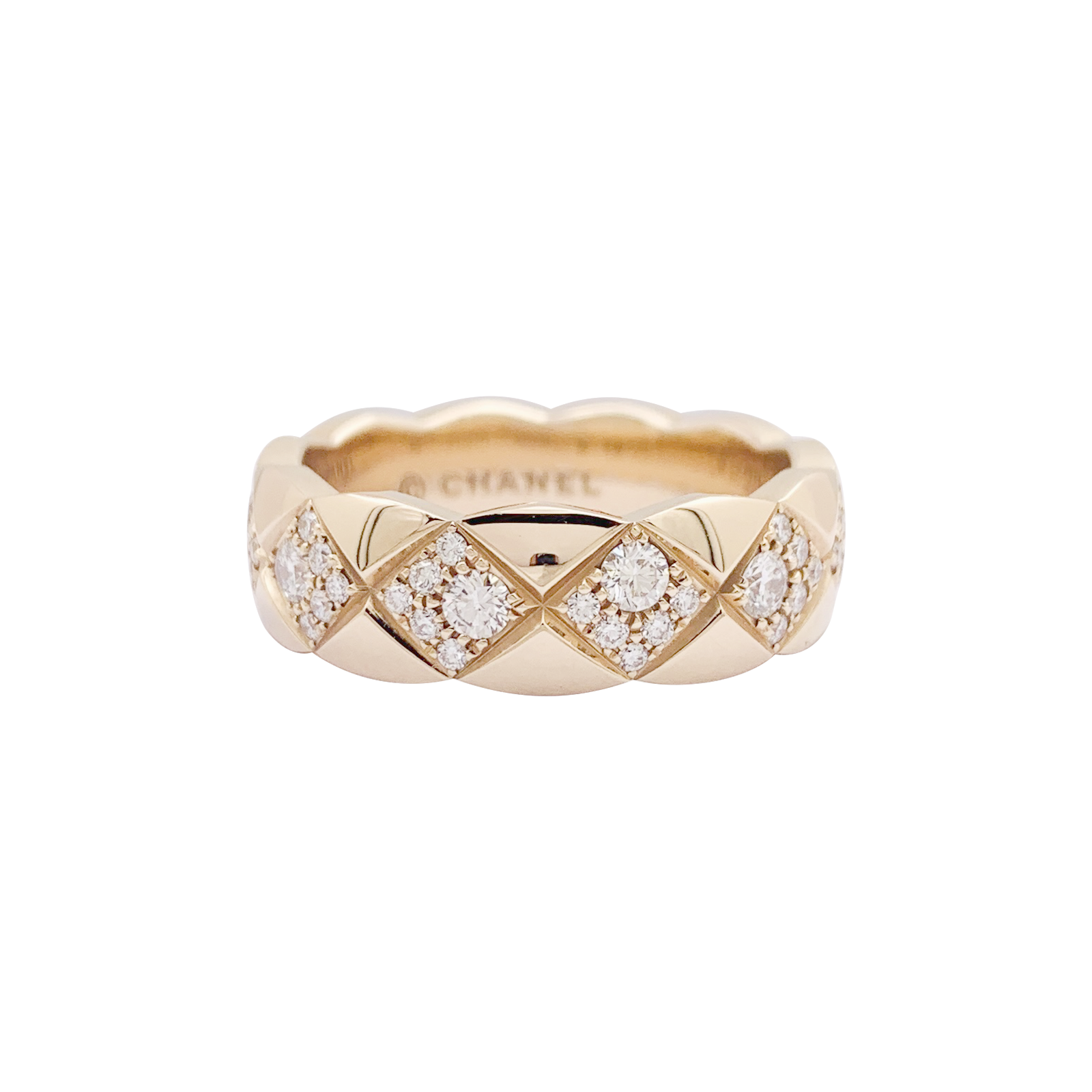 Bague Chanel, "Coco Crush", or beige, diamants.