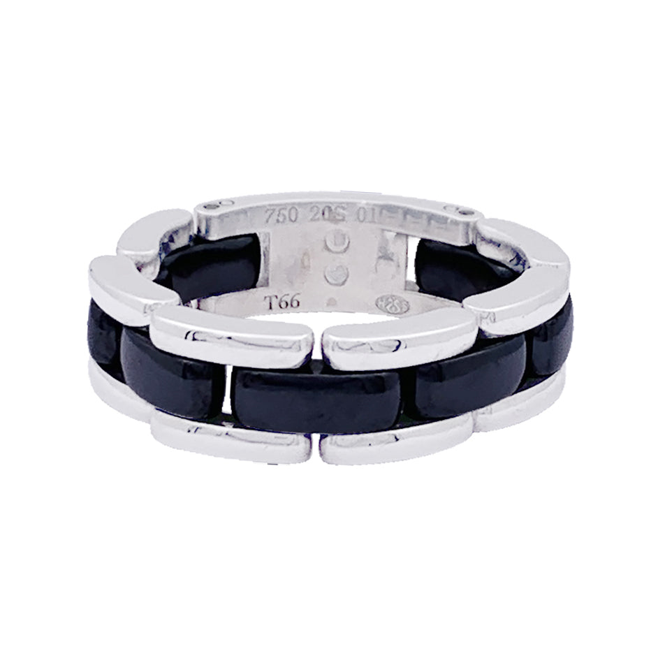 Bague Chanel, "Ultra", or blanc, céramique.