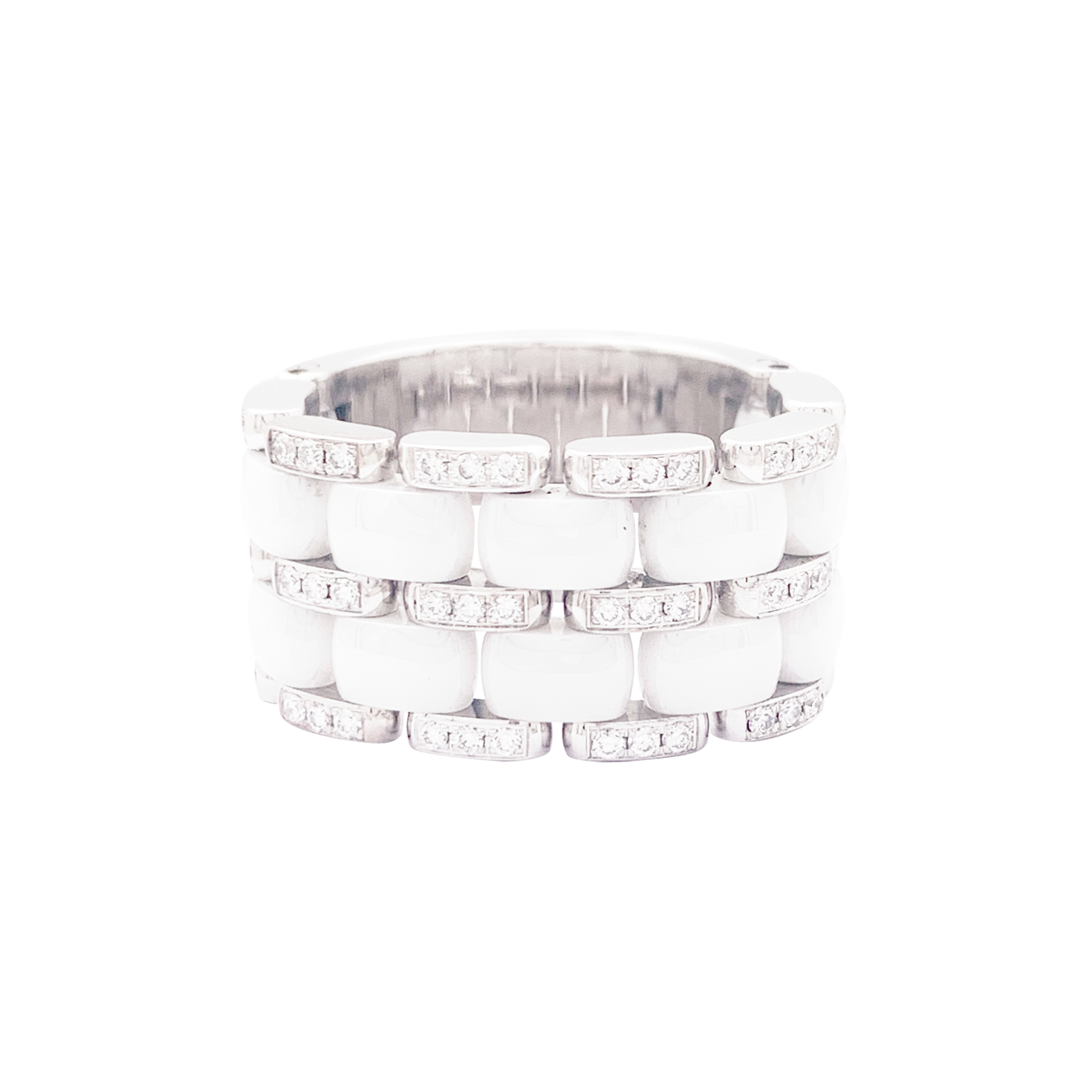 Chanel ring, "Ultra", white gold, white ceramic and diamonds.