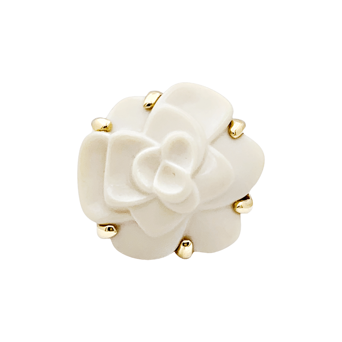 Bague Chanel, "Camélia", or jaune, agate. - Maison Eloe