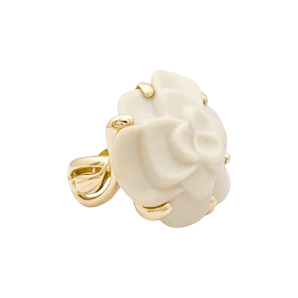 Bague Chanel, "Camélia", or jaune, agate. - Maison Eloe