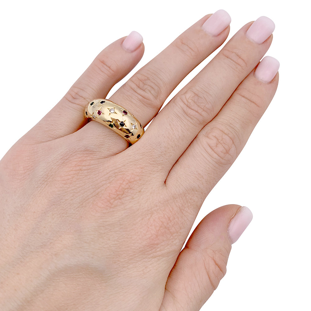 Chaumet ring, "Anneau", yellow gold, colored gems.