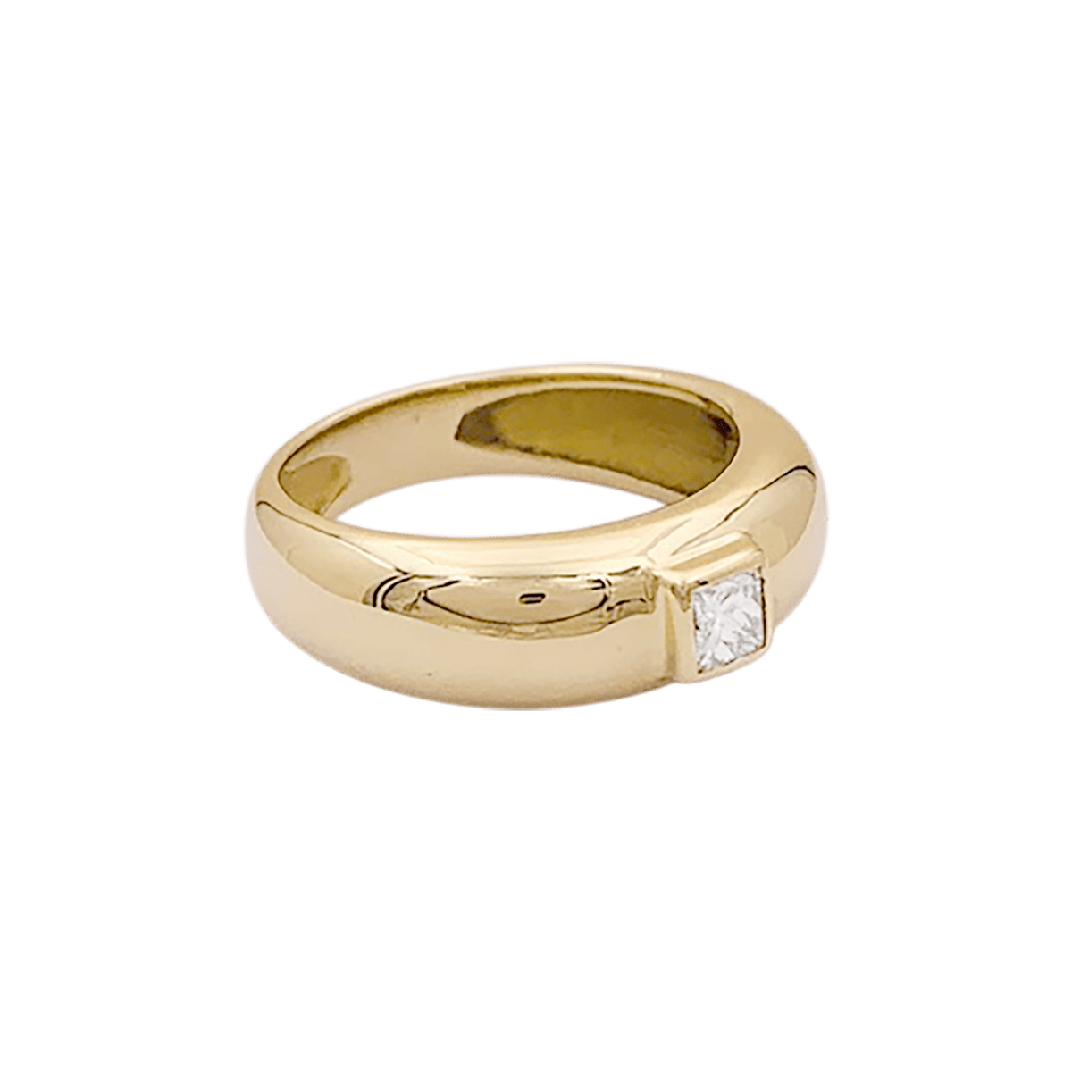 Bague Chaumet, "Anneau", or jaune, diamant princesse. - Maison Eloe