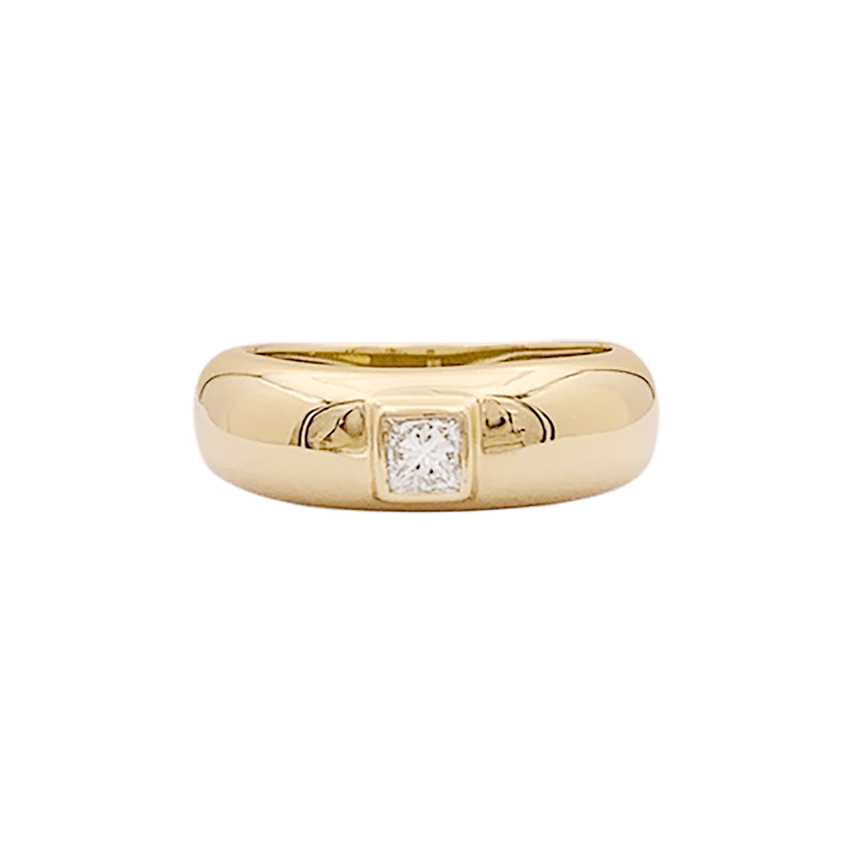 Bague Chaumet, "Anneau", or jaune, diamant princesse. - Maison Eloe