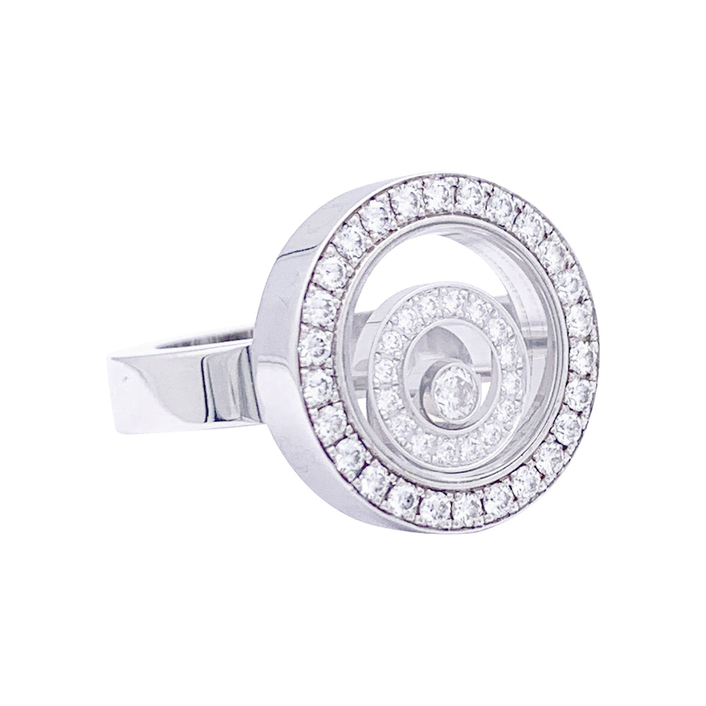 Bague Chopard, "Happy Spirit", or blanc, diamants.