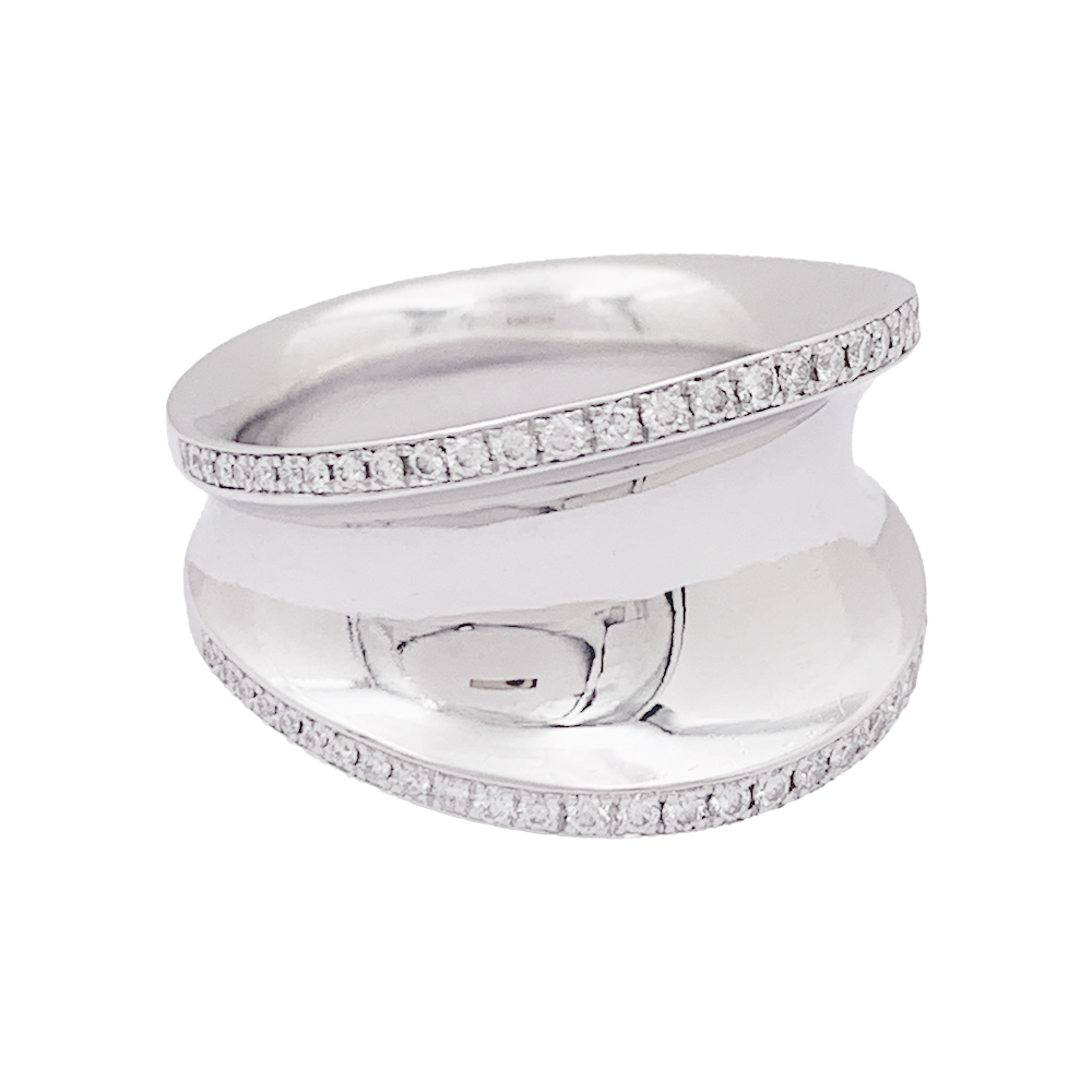 Bague Chopard "Impérial" or blanc, diamants.