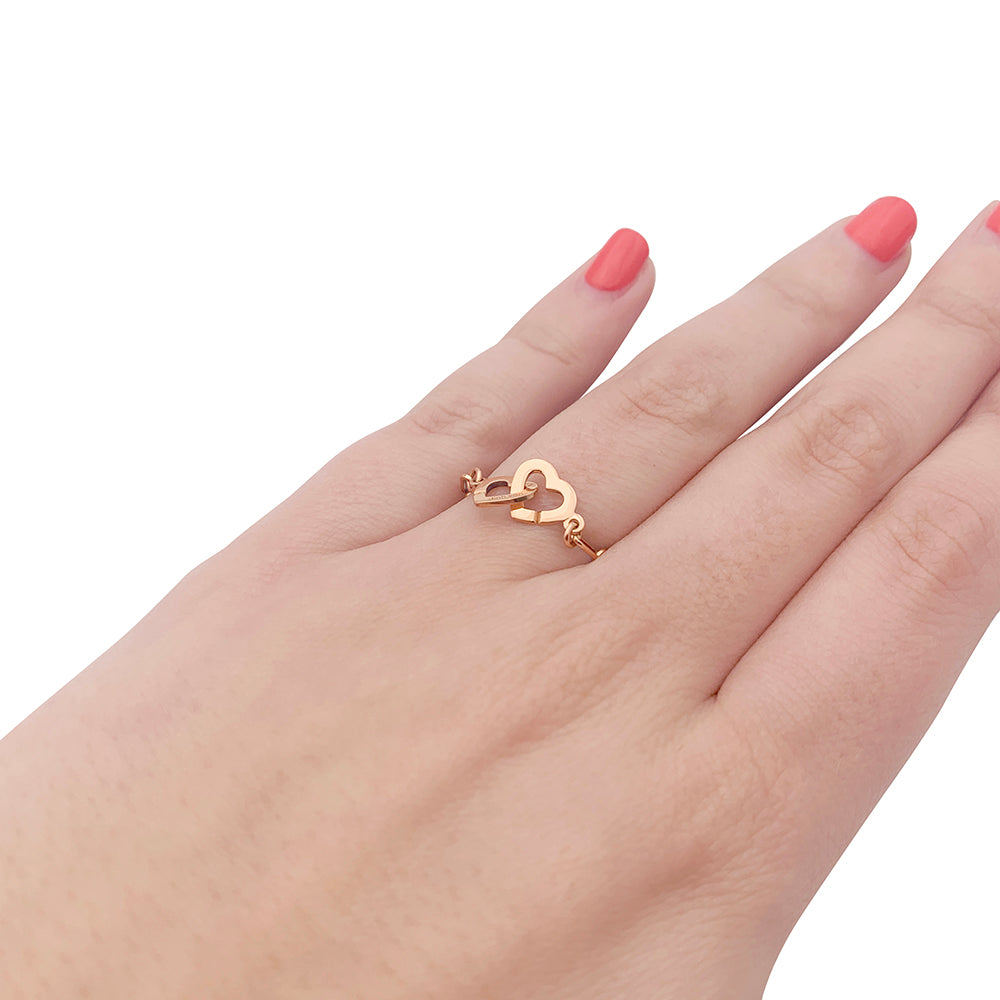 Dinh Van ring, "Doubles Coeur" rose gold.