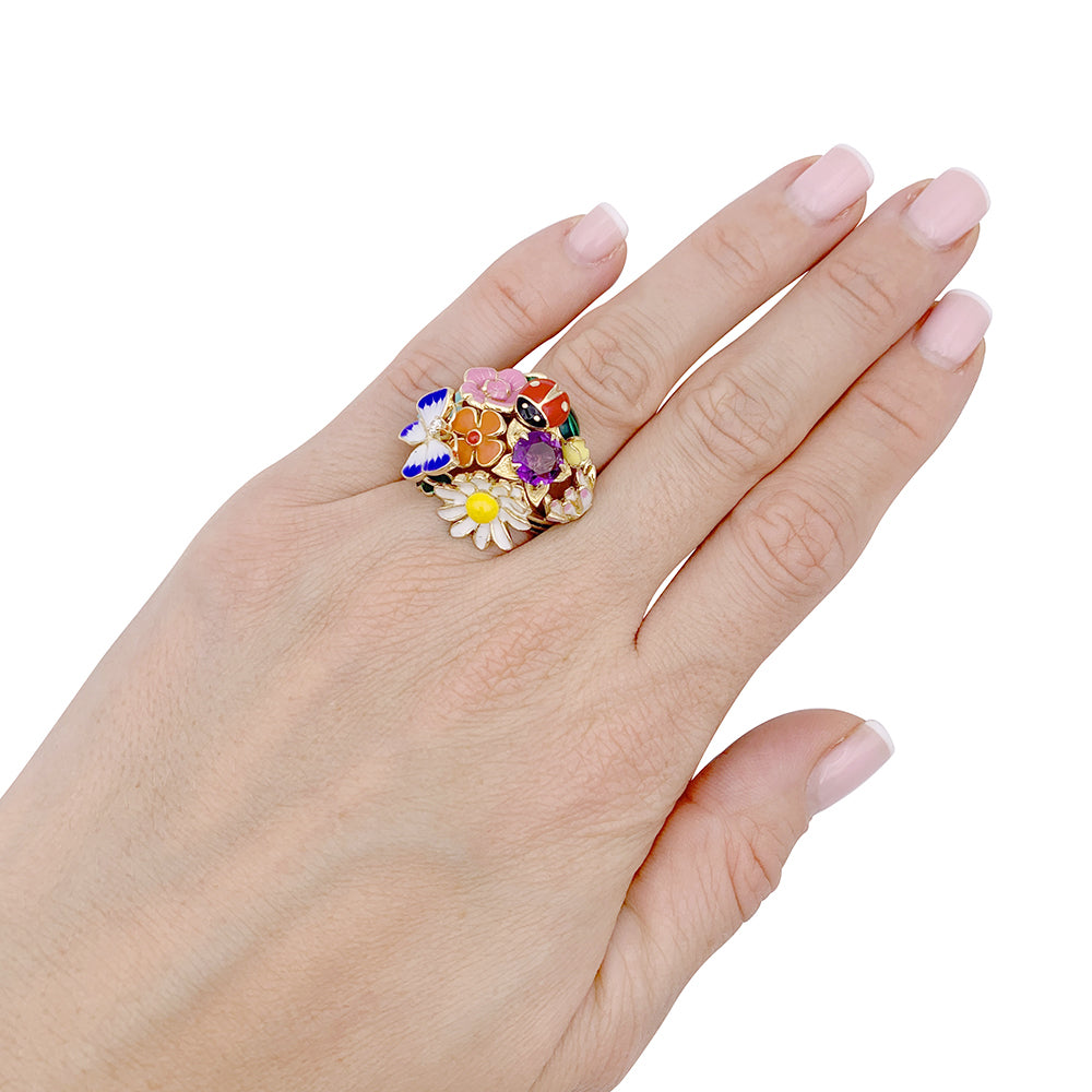 Dior ring, "Diorette", yellow gold, enamel, amethyst and diamond.