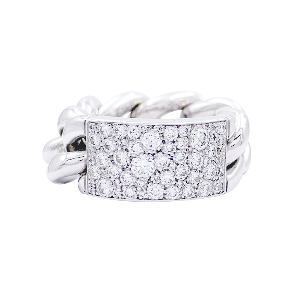 Bague Dior, "Gourmette", or blanc et diamants.