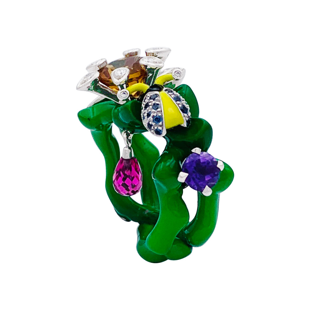 Dior ring, "Milly Carnivora", lacquer, diamonds, colored stones.