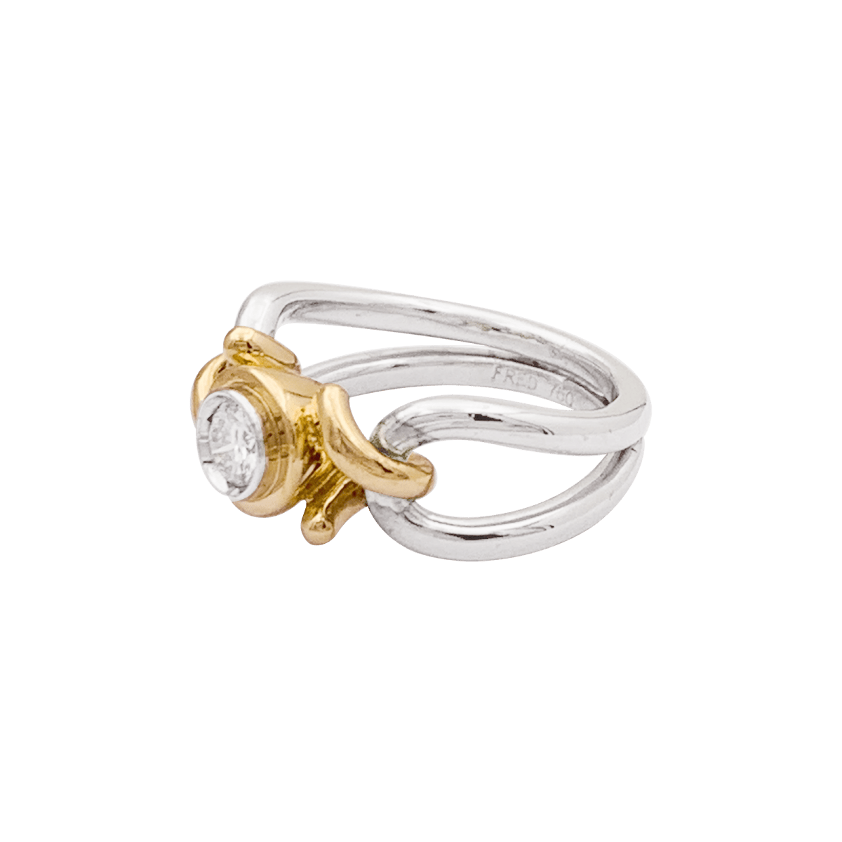 Bague FRED, deux tons d'or et diamant. - Maison Eloe