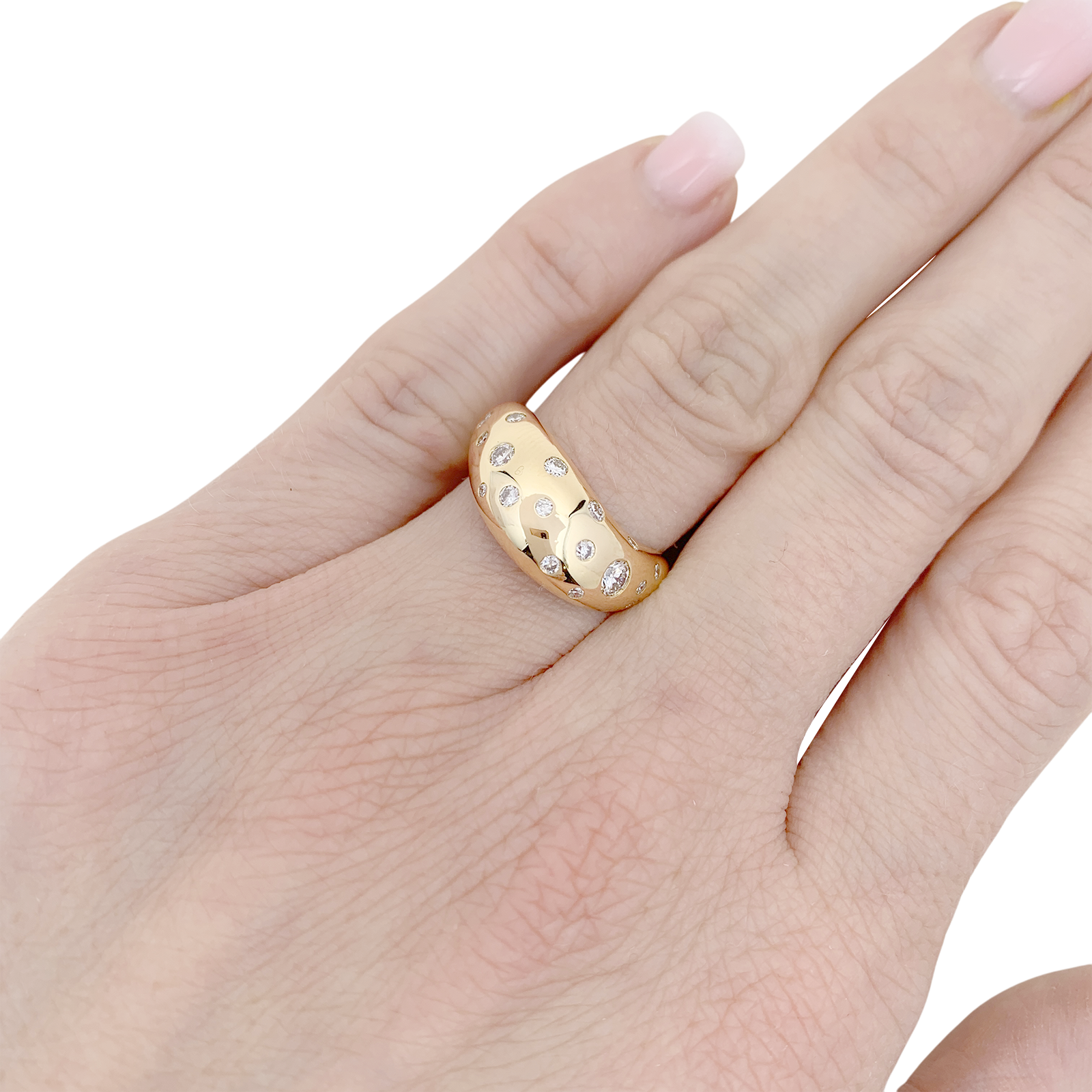 Fred "Mouvementée" ring in yellow gold and diamonds.