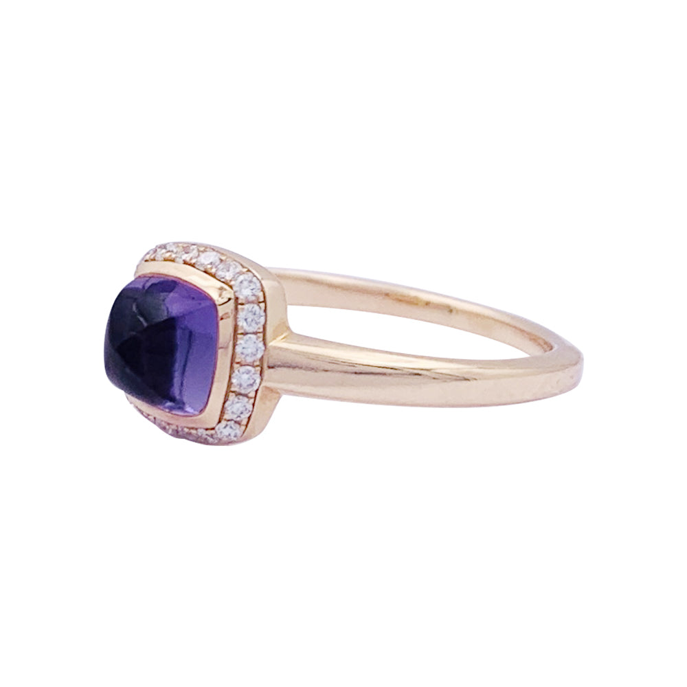 Fred "Sugar Loaf" ring in rose gold, diamonds and amethyst.