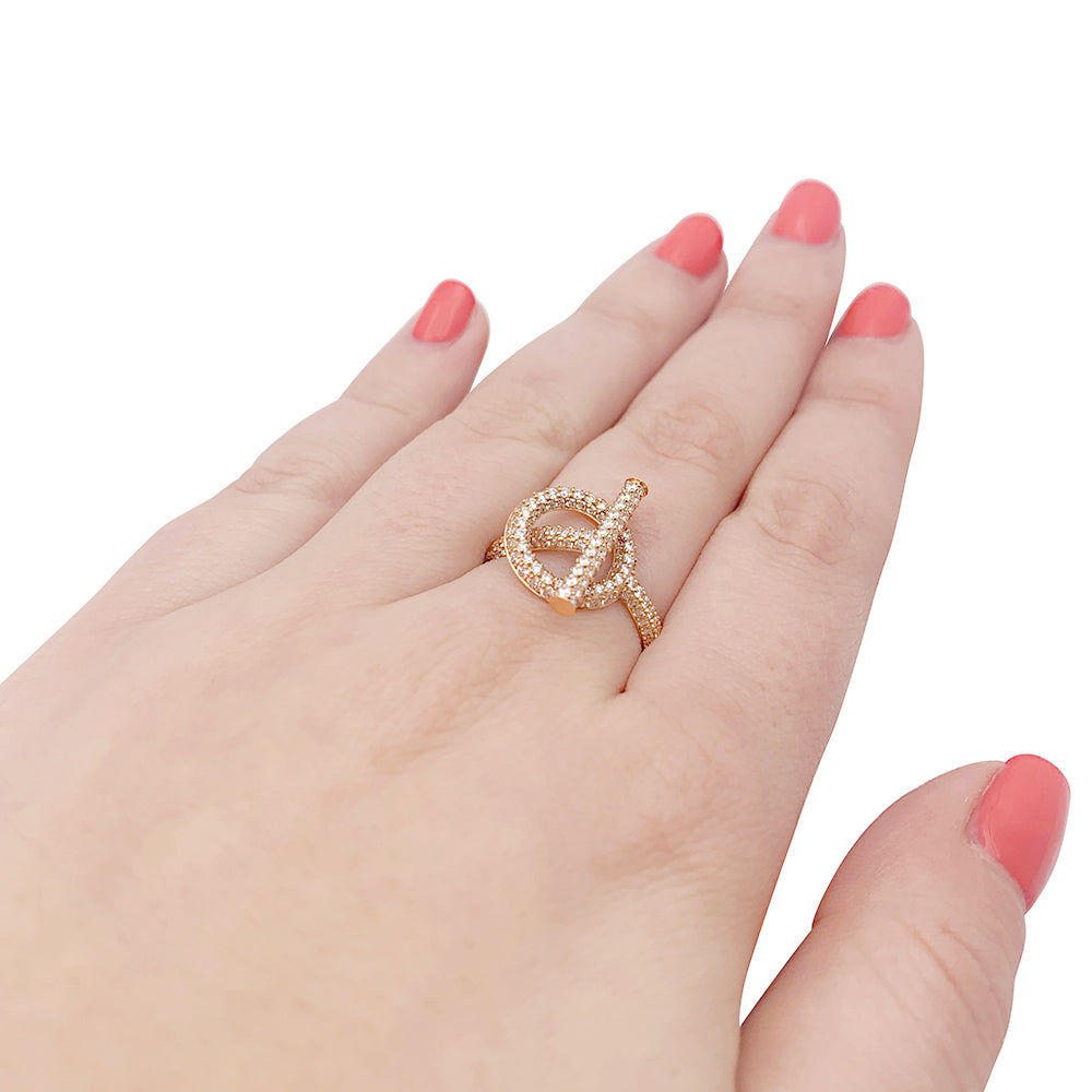 Hermès "Echappée Hermès" ring in pink gold and diamonds.