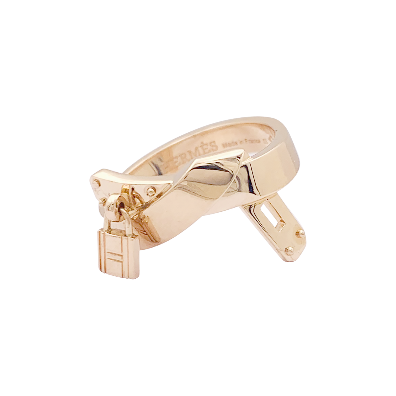 Bague Hermès "Kelly Gavroche" or rose.