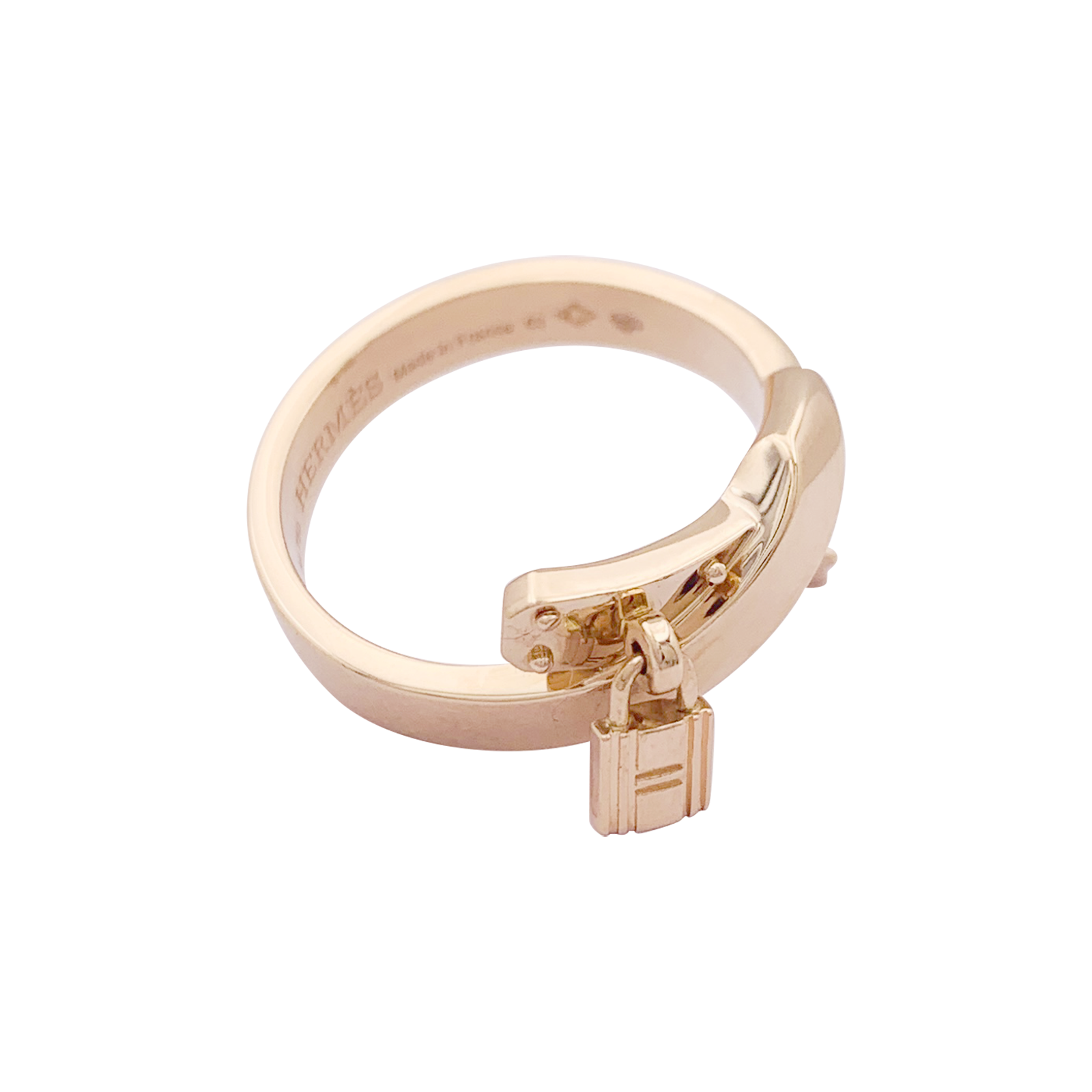 Hermès "Kelly Gavroche" ring in rose gold.